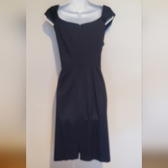 Maggie London Jackie O Satin Cocktail Side Bustled Pencil Midi Dress Sz 14 - Picture 8 of 12
